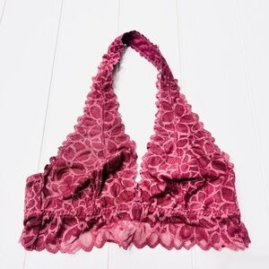 VS L Victoria's Secret Lace Halter Bralette - Rose Color S